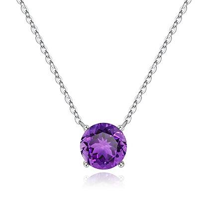 Ursilver Mothers Day Gifts - Birthstone Necklace for Women 925 Sterling Silver Round Birthstone Necklace Birthday Gifts 12 Months Necklaces for Women Jewelry Gift - color: 14K White Gold