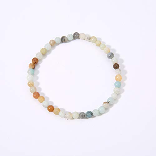 4MM Mini Gemstone Energy Bracelets Tiny Bracelet Natural Stone Statement Bracelet Charm Beaded Couples Bracelets - color: Pure Amazonite