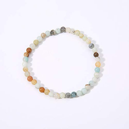 4MM Mini Gemstone Energy Bracelets Tiny Bracelet Natural Stone Statement Bracelet Charm Beaded Couples Bracelets - color: Pure Amazonite