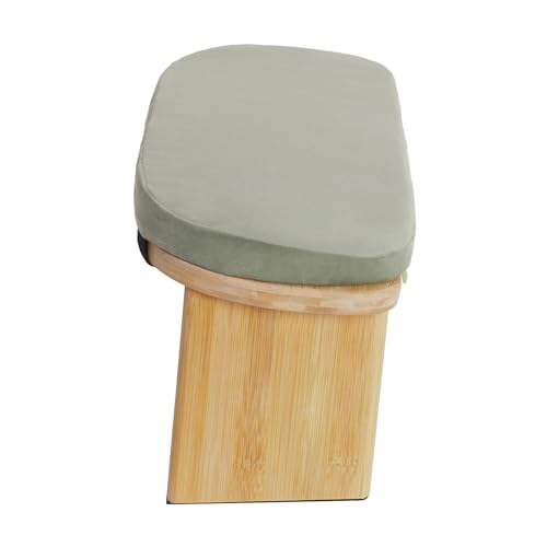 DYNAMI Bamboo Meditation Bench with Sponge Cushion, Portable Foldable Ergonomic Meditation Stool,Wooden Kneeling Stool for Yoga Sitting Prayer,Load Capacity 396lbs (Green) - color: Green