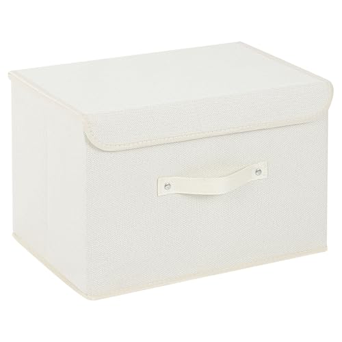 Storage Boxes, Collapsible Storage Bins with Lids, Cotton and linen cloth Storage Baskets with Handle, for Books, Closet, Bedroom, Home, 15x9.8x9.8 in, Beige - color: Beige, size: 15x9.8x9.8in(1-pack)