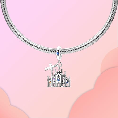 Prayer Cross Elephant Airplane Suitcase Charm 925 Sterling Silver Charms fits for Bracelets Necklace Pendant Bead Charms Jewelry Gift for Women Family - color: Church Charm
