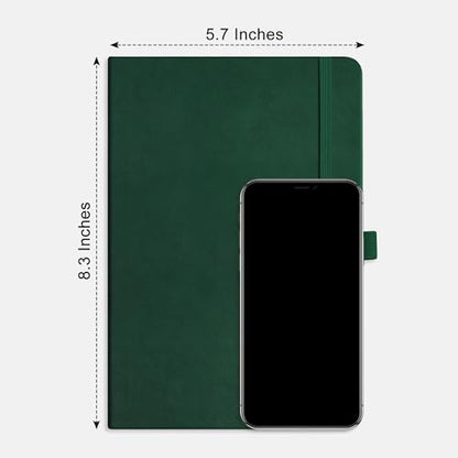 RETTACY Dotted Journal Notebook, 192 Pages, A5 Medium Size (5.7'' x 8.3''), Leather Hardcover, 100 GSM Thick Paper, for Journaling, Planning, Tracking (Dark Green) - color: Dark Green, style: Dotted