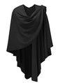 PULI Womens Large Cross Front Poncho Sweater Wrap Topper Knitted Elegant Shawls Cape for Fall Winter - color: 1-black
