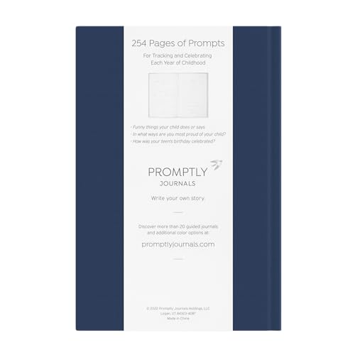 Promptly Journals, A Complete Childhood History: From Pregnancy to 18 Years Old (Navy Blue, Linen) | Baby Book and Pregnancy Journal | Baby Memory Book - color: Navy