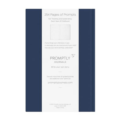 Promptly Journals, A Complete Childhood History: From Pregnancy to 18 Years Old (Navy Blue, Linen) | Baby Book and Pregnancy Journal | Baby Memory Book - color: Navy