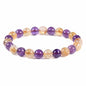 Justinstones Gem Semi Precious Gemstone 8mm Round Beads Stretch Bracelet 7 Inch Unisex - color: Amethyst Citrine