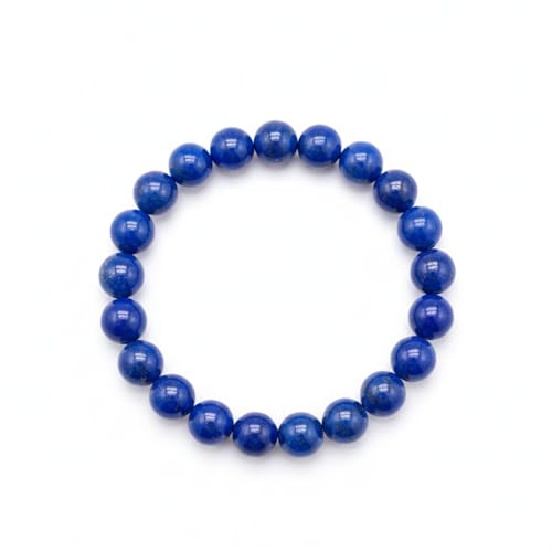 Lapis Lazuli Healing Bracelet – Real Crystal Beads for Stress Relief, Meditation & Chakra Balance – Natural Gemstone Jewelry Gift for Women & Men, Adjustable Stretch Fit - style: round(no gift box)