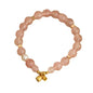Rose Quartz Bracelet, 8mm Natural Gemstone Love Stone Jewelry Anxiety Relief & Meditation Support Heart Chakra Balance Valentine’s Mother’s Day Gift for Her - color: May bells pink