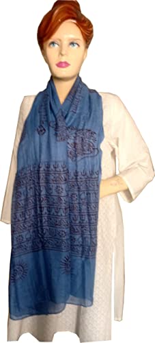 KVR Hindu Pooja Religious Cotton Indian prayer scarf with OM Krishna Ganesha Shiva Nataraja yoga spiritual auspicious prints - color: Blue-shiva-1