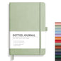 RETTACY Dotted Journal Notebook, 192 Pages, A5 Medium Size (5.7'' x 8.3''), Leather Hardcover, 100 GSM Thick Paper, for Journaling, Planning, Tracking (Light Green) - color: Light Green, style: Dotted