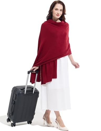 Soft Cashmere Blend Wrap Chic Scarf Stole for Women Wayfarer Travel Extra Large 87"x28" - color: Burgundy