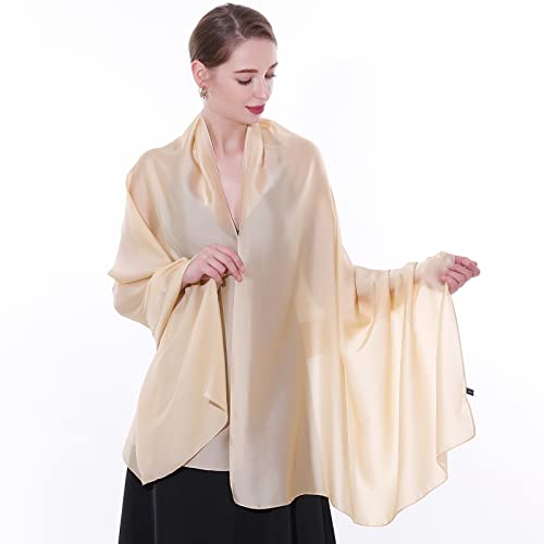 Womens Scarf Pashmina Shawls and Wraps for Evening Dresses Like Chiffon Silk Scarf for Bridal Weddings - color: Champagne
