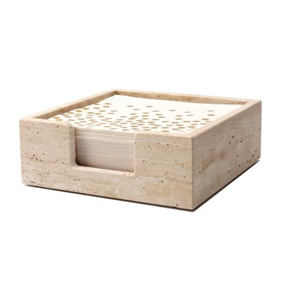 Luncheon Napkin Holder,Travertine Stone Napkin Holders Fit for 6.5”x6.5” Luncheon-Sized Napkins,Stone Napkin Holder for Table Kitchen Counter Dining Room Party Bar Decor,Beige - size: 7.7 x 7.7 Inch