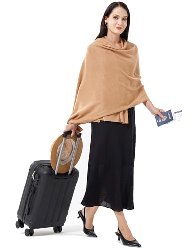 Soft Cashmere Blend Wrap Chic Scarf Stole for Women Wayfarer Travel Extra Large 87"x28" - color: Camel