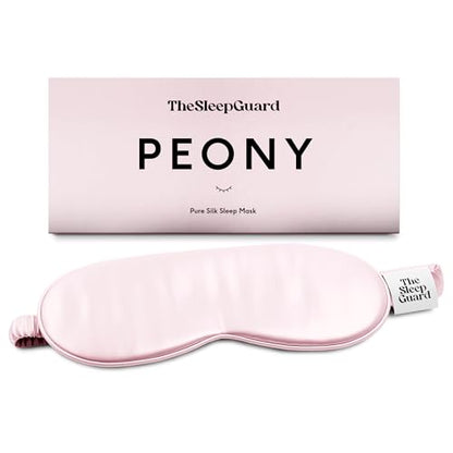 Pure Silk Sleep Mask [100% 6A Mulberry Silk, 22 Momme] Light Blocking Travel Essentials. Eye Masks for Sleeping. Black Oeko-Tex Blindfold. Eye Covers for Men & Women - color: Peony Pink