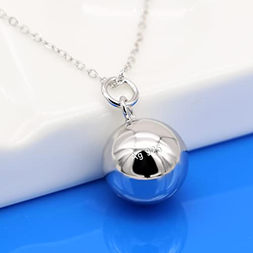 Dankadi 925 Sterling Silver Harmony Ball Necklace Brilliant Chime Bola 20MM Pendant Choker 18" 20" 22" 24" 26" Beads & O-Chain Women Jewelry Gifts For Pet Cats & Dogs (O-chain, 22 inch)