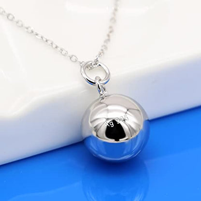 Dankadi 925 Sterling Silver Harmony Ball Necklace Brilliant Chime Bola 20MM Pendant Choker 18" 20" 22" 24" 26" Beads & O-Chain Women Jewelry Gifts For Pet Cats & Dogs (O-chain, 22 inch)