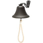 Black Hanging Dinner Bell with Outdoor Mount, Indoor Use, Nautical/Door/Church Design, Rope Included - color: Black