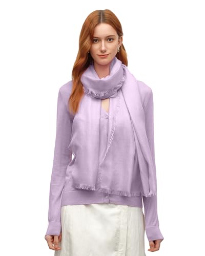 KVSS Women's Fine Knit Shawl, 55% Cashmere 45% Mulberry Silk, X Gauge 120/2NM Yarn Lightweight Spring Summer Wrap Scarf - color: Primula