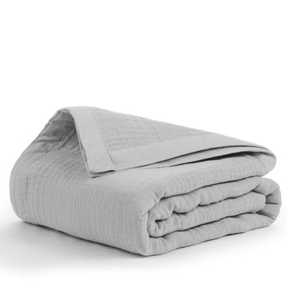 Salt Earth 100% Cotton Muslin Throw Blanket Gauze Blanket 55"X75" Twin, 4 Layered, Couch, Bed, Living Room, Home, Lightweight, All Season Blankets & Throws, Easy wash, Skin Friendly (Scottish Grey) - color: Scottish Grey, size: 55"X75" Twin