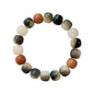 MUDI Bracelet For Women, Bodhi Seed Beads Bracelets Fidget Healing Energy Protection Stretch to My Man Jewelry Gift - color: Round Ink Brown