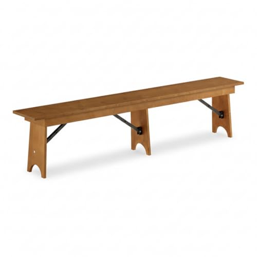 Vineyard 7' Barrel Brown Wood Folding Bench 12" x 84" - size: 84"