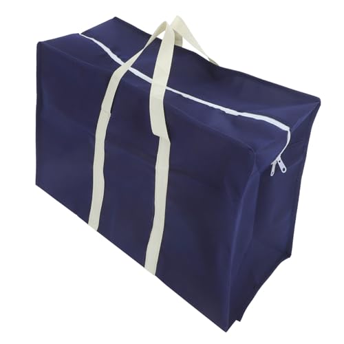 KOMBIUDA Folding Large Storage Bag Versatile Comforter Container for Clothes Quilts Sundries Space Saving Non Woven for Travel Moving Gym Use Navy Blue