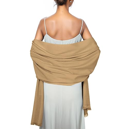 Shawl Wraps for Women Pashmina Shawls and Wraps for Evening Dresses Large Soft Scarf Winter Scarf Wedding Shawl… - color: Camel