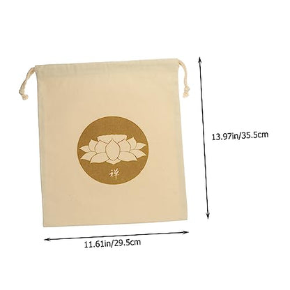 FRCOLOR 2Pcs Buddha Sound Bowl Drawstring Bag Cotton Linen Pouch for Meditation and Yoga Zen Style Adjustable Storage Bag for Singing Bowls