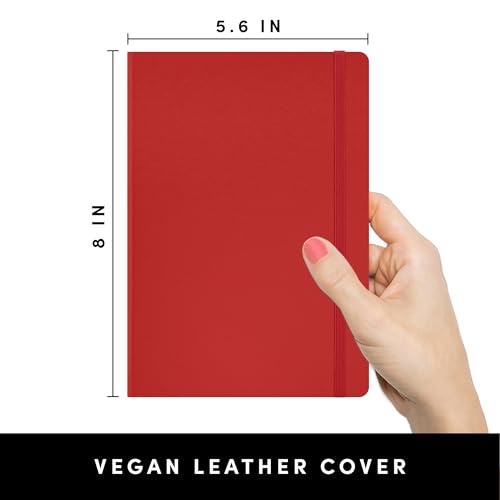 PAPERAGE Lined Journal Notebook, Hardcover Journal for Women & Men, 160 Pages, (5.6 in x 8 in), College Ruled Journaling Notebook for Work, School Supplies & Note Taking, (Red) - color: Red, style: A. Lined