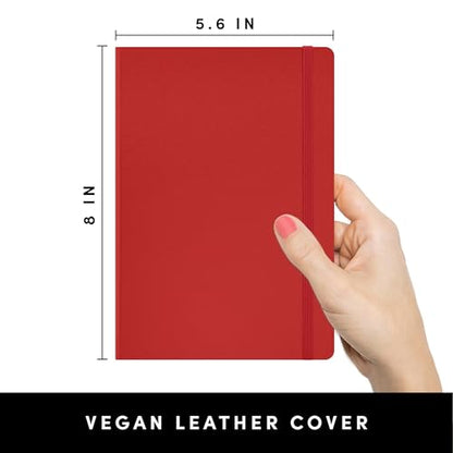 PAPERAGE Lined Journal Notebook, Hardcover Journal for Women & Men, 160 Pages, (5.6 in x 8 in), College Ruled Journaling Notebook for Work, School Supplies & Note Taking, (Red) - color: Red, style: A. Lined