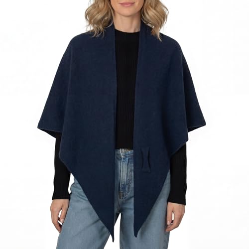 RIIQIICHY Shawl Wrap Women Pashmina Triangle Cape Knit Sweater Scarf for Fall Winter Fashion Accessory - color: Navy