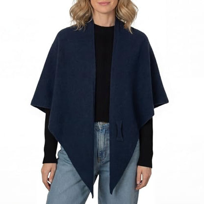 RIIQIICHY Shawl Wrap Women Pashmina Triangle Cape Knit Sweater Scarf for Fall Winter Fashion Accessory - color: Navy