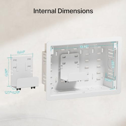 9" in-Wall Media Box, Recessed Outlet Wall Box, Structured Media Enclosure for One Connect & Network Switches, Works with Fire TV Stick & Samsung -Friendly Cable Management Kit