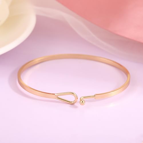 Dainty Gold Bar Bracelets for Women 18K Gold Plated Handmade Minimalist Bangle Adjustable Simple Delicate Cuff Bangle Hook Bracelets Trendy Jewelry Gifts - color: Gold