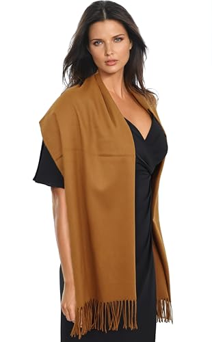 Ocomfly 100% Pashmina Scarf for Women - Premium Womens Scarves - Gift Boxed - Shawls or Wraps - Ultra Soft and Warm - color: Bronze