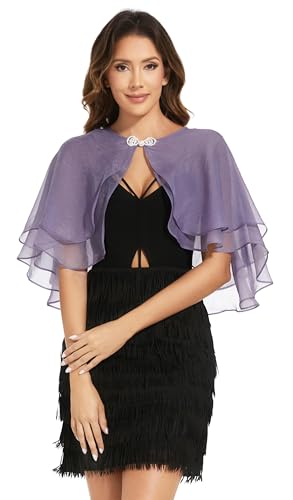 Women's Sheer Tencel Shawls and Wraps for Evening Dresses Soft Wedding Cape Lightweight Bridesmaid Scarves Cover Up - color: Violet