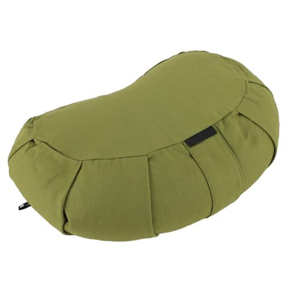 Meditation Cushion, Meniscus Shaped Floor Pillow with Buckwheat Hulls for Yoga and Meditation, Cotton Cloth Zafu Cushion 41x24x12cm