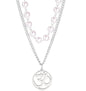UNIFT Necklace For Women- Aum Om Ohm Sanskrit Symbol Round Pendant Beaded Double Layer Chain Charm Necklace,Hinduism Yoga Sanskrit Personalized Amulet Dainty Pendant Necklace Jewelry - color: pearl chain - silver