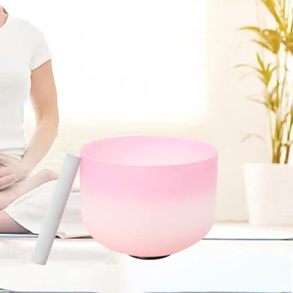 Crystal Singing Bowl 8 inch F Note, Colorful Pink Sound Bowl with Mallet O-ring, Sound Healing Instruments for Healing Mindfulness Meditation Yoga Sound Baths - size: 8inch