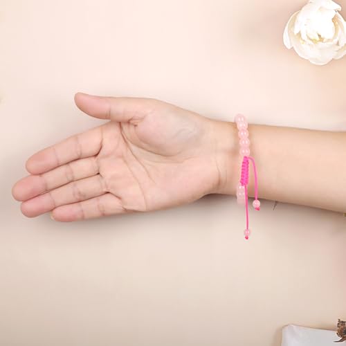 AD Beads Unisex 8mm Gemstone Bracelets Healing Macrame Adjustable 7-9 Inches || wear this healing natural gemstone bracelet help to erase your pain and fear || recover your energy||| - color: Rose Quartz