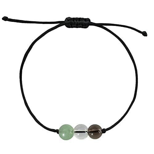 BOHO GARDEN Healing Bead Bracelets - Spiritual Crystal Beaded Bracelet - Made of 3 Real & Natural Gemstones, Adjustable 3-9.7” Black Rope - Gem Stones Jewelry for Men, Women, Teens (13+) - 8mm Bead - color: Productivity