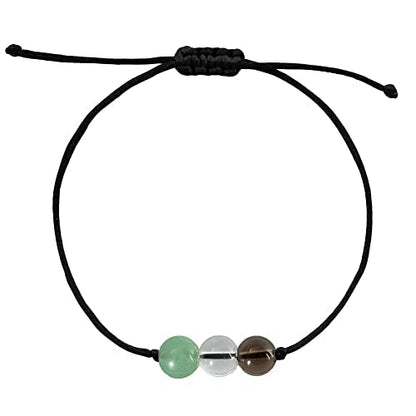 BOHO GARDEN Healing Bead Bracelets - Spiritual Crystal Beaded Bracelet - Made of 3 Real & Natural Gemstones, Adjustable 3-9.7” Black Rope - Gem Stones Jewelry for Men, Women, Teens (13+) - 8mm Bead - color: Productivity