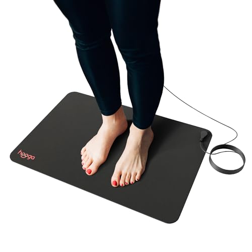 hooga Grounding Mat for Feet, Desk & Floor | Sleep, Stress Relief & Muscle Relaxation | 24"x16" Conductive Carbon Pad | 15 Ft Cord | Non-Slip Rubber Backing | Indoor Grounding Mat
