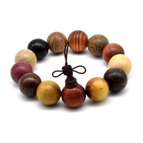 Zen Dear Unisex Natural Colorful Wood Buddhist Prayer Beads Bracelet Necklace Tibetan Mala Prayer Beads - style: 18mm 13beads
