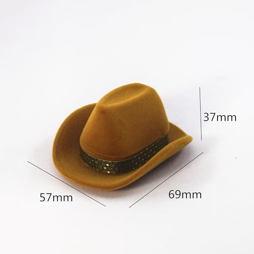 Hat-Shaped Jewelry Box Denim-Style - Mini Storage for Rings, Earrings & Necklaces, 2.7" x 2.2" x 1.5"