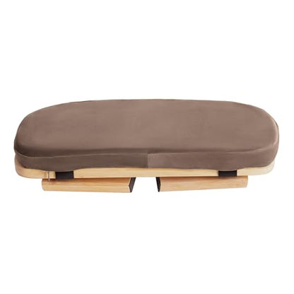DYNAMI Bamboo Meditation Bench with Sponge Cushion, Portable Foldable Ergonomic Meditation Stool,Wooden Kneeling Stool for Yoga Sitting Prayer,Load Capacity 396lbs (Brown) - color: Brown