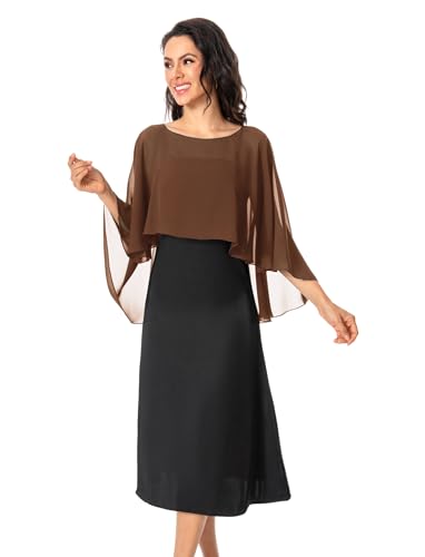 Baoqiya Women's Capelet Shawls and Wraps for Evening Dresses Soft Bridesmaid Shawl Chiffon Cape Wedding Cover Up - color: Brown