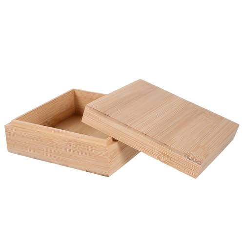 Square Wooden Storage Box Natural Material Modern Desktop Organizer Home Desk Organizer Lids